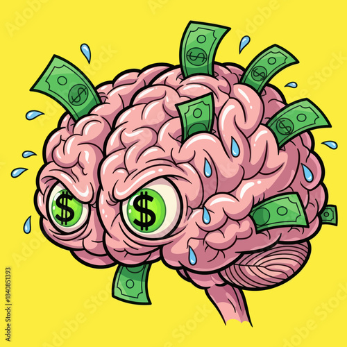 Brain with money stuffed in it sweating profusely.