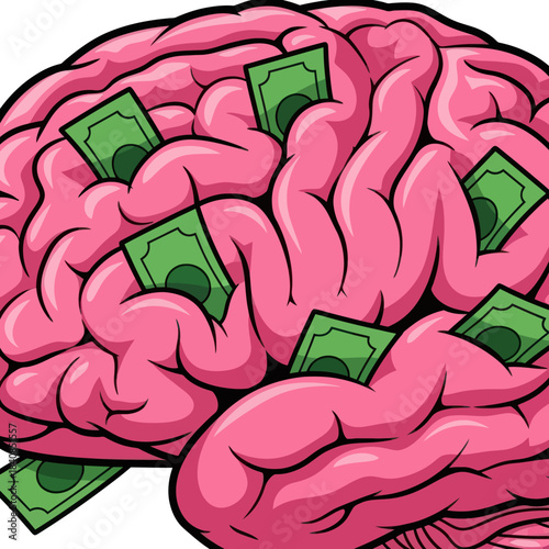 Brain with Money Inside Symbolizing Financial Intelligence and Wealth Creation.