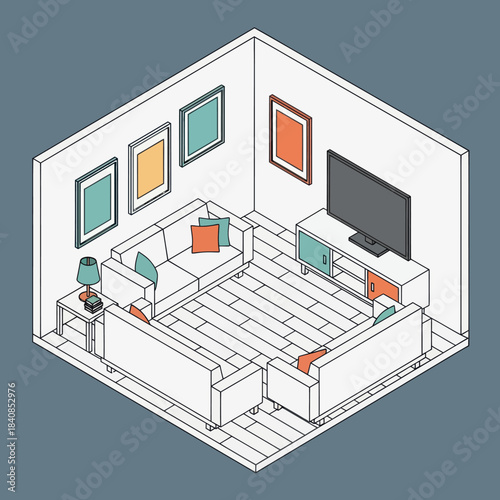 Cozy Living Room Scene with Modern Furniture and Decor.