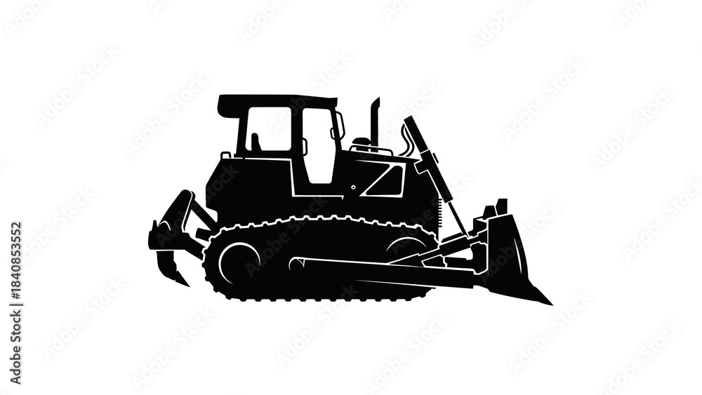 Naklejka premium Silhouette of a bulldozer construction vehicle isolated on white background