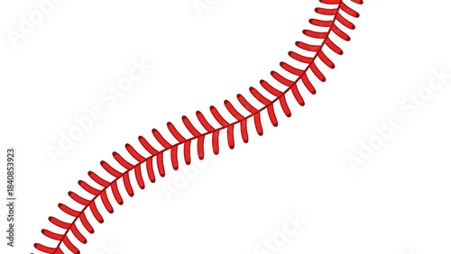 Red baseball seam pattern on white background
