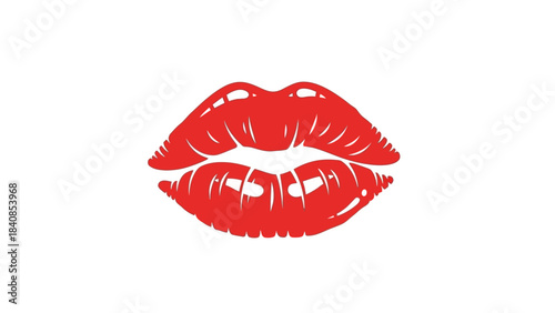 Red lipstick kiss mark on white background