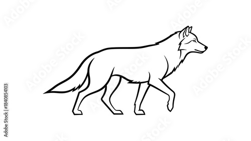 Minimalist black and white wolf line art illustration