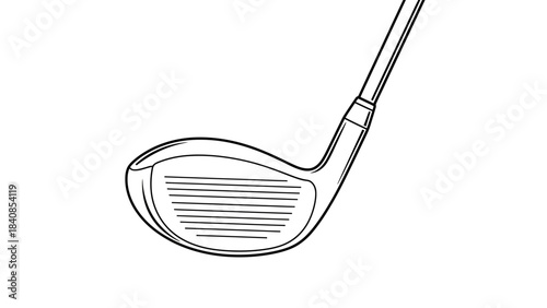 Line Art Illustration of a Golf Club Head on White Background