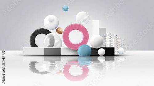 Geometric Shapes in Modern Abstract Scene