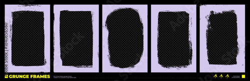 Grunge graffiti photo frame collection with rough town edges. Hand drawn distress damaged edge vintage template. Snow grunge frames for photo collage, stories and social network media.