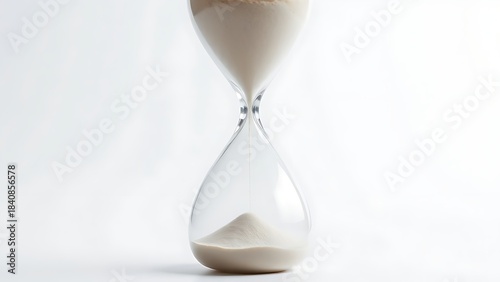 decimal. An inverted hourglass with sand flowing upwards against its normal direction. STEM education sheets, lab safety posters, designed for biotech research communications, used by art directors.