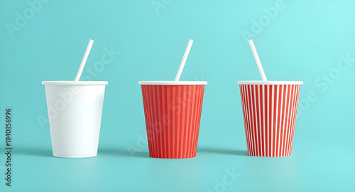 fast food soda, soft drink cup, cola beverage, fizzy drink cup, takeaway beverage, disposable paper cup, drinking straw, plastic lid, cold refreshment, iced soda, cafe drink, restaurant beverage, fast