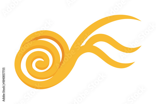 Artistic arrangement of pasta spirals forming a smooth flowing wave on white background, highlighting texture, shape, and creative culinary design for food, Italian, and gourmet concepts.