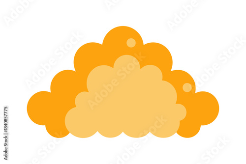 Popcorn cloud shaped composition on white background, isolated popcorn pieces forming fluffy abstract cloud, creative food concept, minimalistic snack art, fun airy pattern, light popcorn design