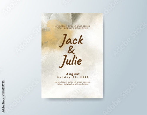 Wedding invitation with abstract splash watercolor