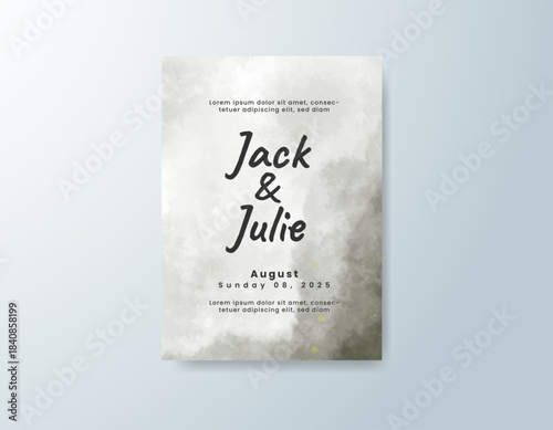 Wedding invitation with abstract splash watercolor