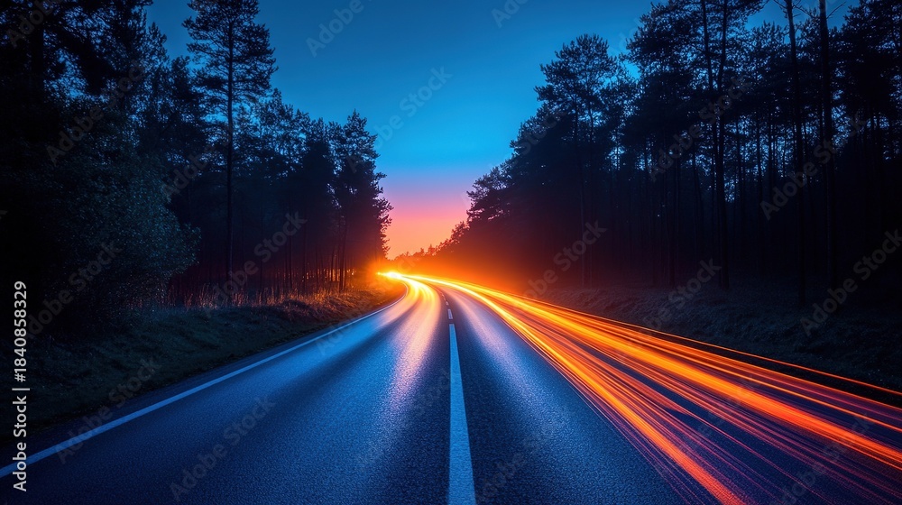 Fototapeta premium Road illuminated by lights