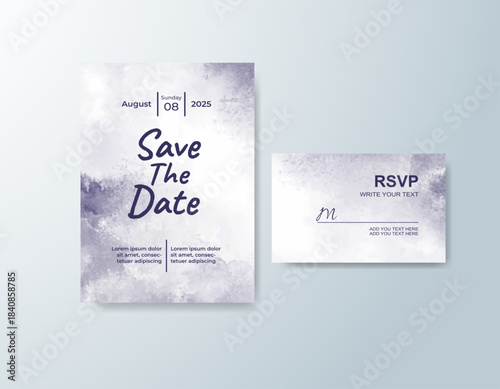Wedding invitation with abstract splash watercolor
