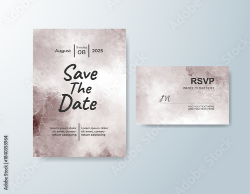 Wedding invitation with abstract splash watercolor