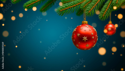 Beautiful background Christmas decoration with Christmas tree balls with.