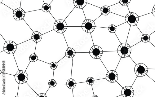 Abstract Network of Connected Nodes and Lines