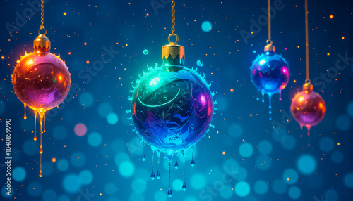 Beautiful background Christmas decoration with Christmas tree balls with.