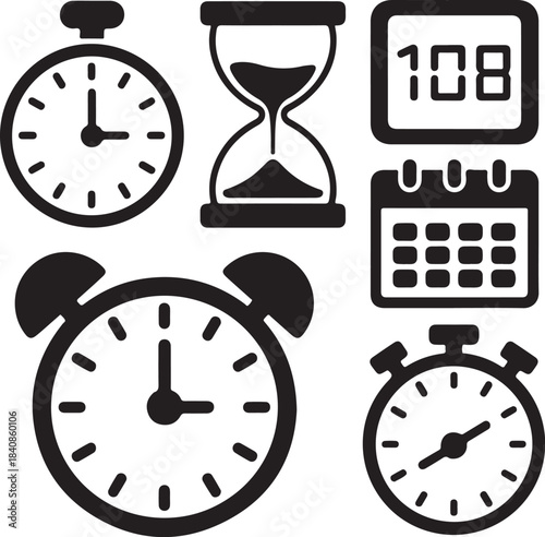 Time and date icons set