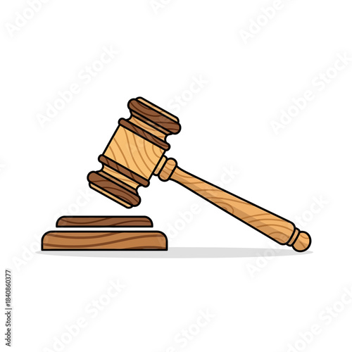 wooden gavel on white background