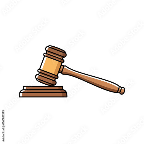 wooden gavel on white background