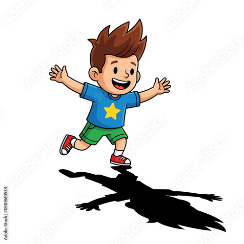 boy jumping on a white background