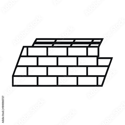 A simple line drawing depicts a brick wall with a slight overhang on top.