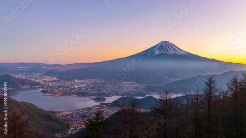 冬の新道峠から夕暮れ時の富士山Timelapse固定版