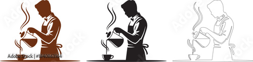 Man Drinking Coffee Silhouette Illustration