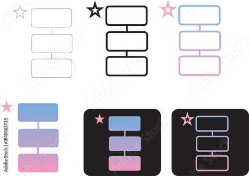 Set of Minimalist Infographic Diagrams with Blue and Pink Gradient Options