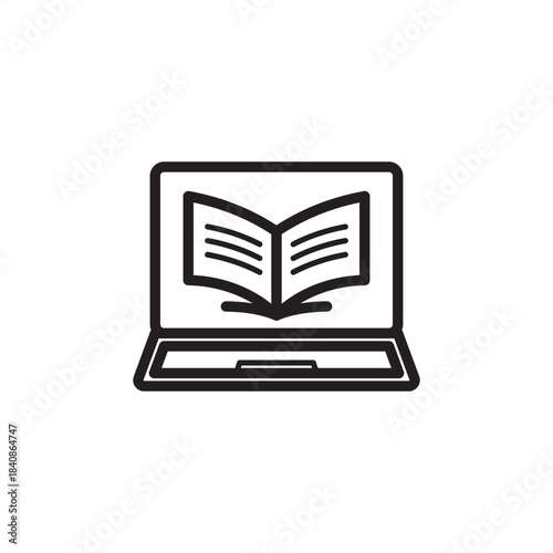 E-learning icon symbolizing online training, digital coursework, and flexible knowledge acquisition, representing HR development, L and D programs, skill enhancement, and employee education.