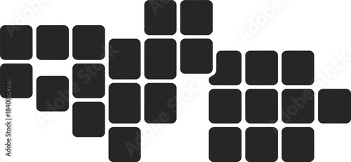 Abstract arrangement of rounded dark squares on a white background