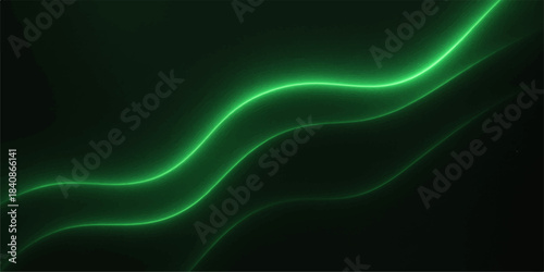 Glowing green and blue abstract background with smoky waves and electric energy