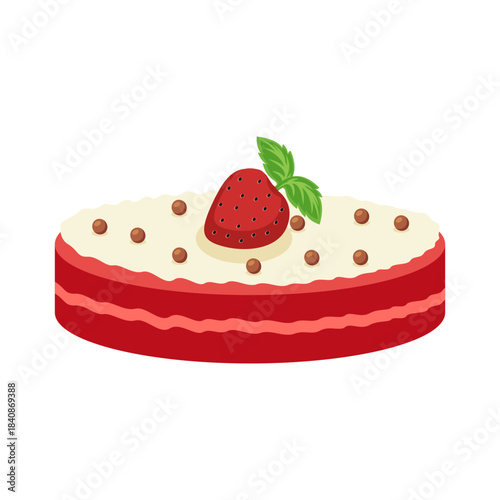 Round Pink Strawberry Mousse Cake