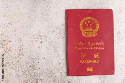Chinese passport on a light background