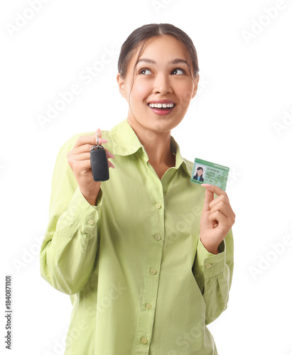 Young Asian woman with driv...