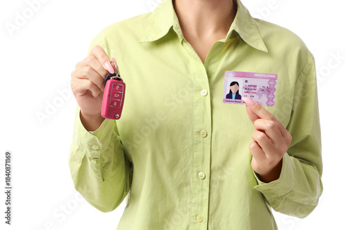 Young woman with driving li...