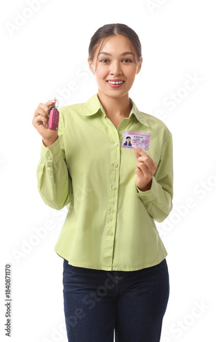 Young Asian woman with driv...