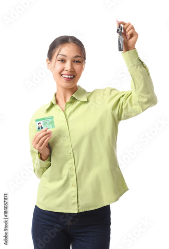 Young Asian woman with driv...