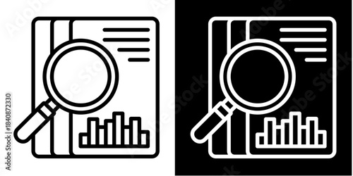 Data Research Icon Set White Style Collection