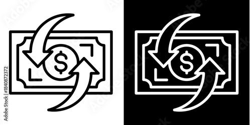 Cash Flow Icon Set White Style Collection
