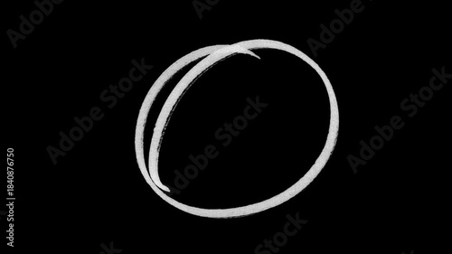 hand drawing different circles, a white circle highlighted with a transparent background. Circle highlight animation with alpha channel.