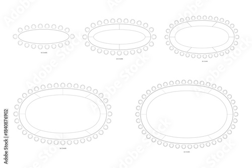 Collections Architectural Oval Conference and Banquet Table Layouts Set