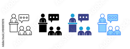 Coaching icon set multiple style collection