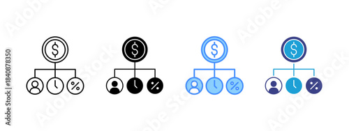 Allocation icon set multiple style collection