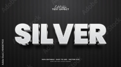 Silver text effect, editable text effect