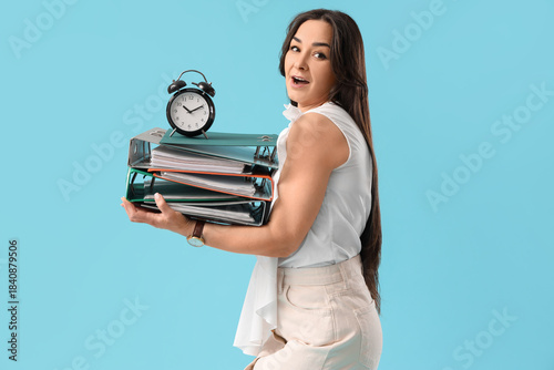 Stressed businesswoman with...