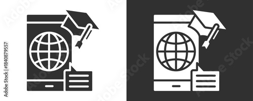 Online Education Icon Set Vector Collection Isolated In Black And White