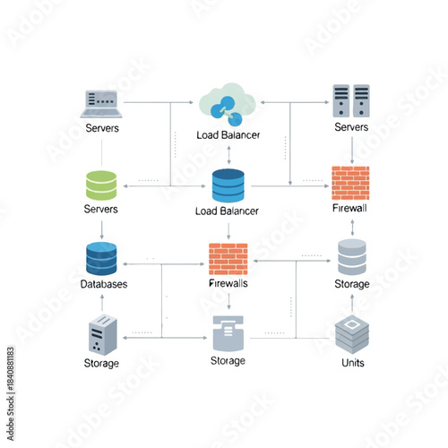 Network Infrastructure Diagram with Load Balancer and Firewall