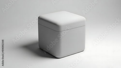 Panel kuchenny z motywem Minimalist Cube: A simple, sleek, minimalist cube design, bathed in soft lighting that highlights its clean lines and smooth surfaces. An embodiment of modern design and simplicity.